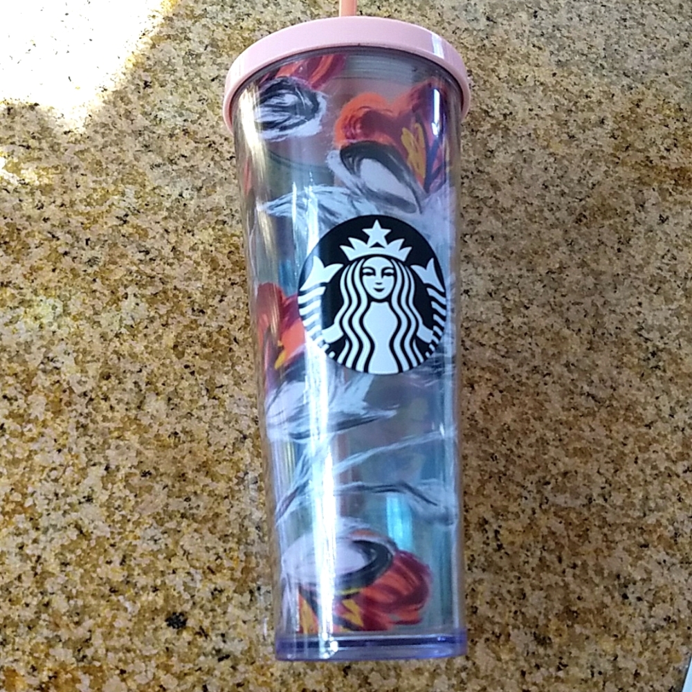 Starbucks tumbler in Venti size.